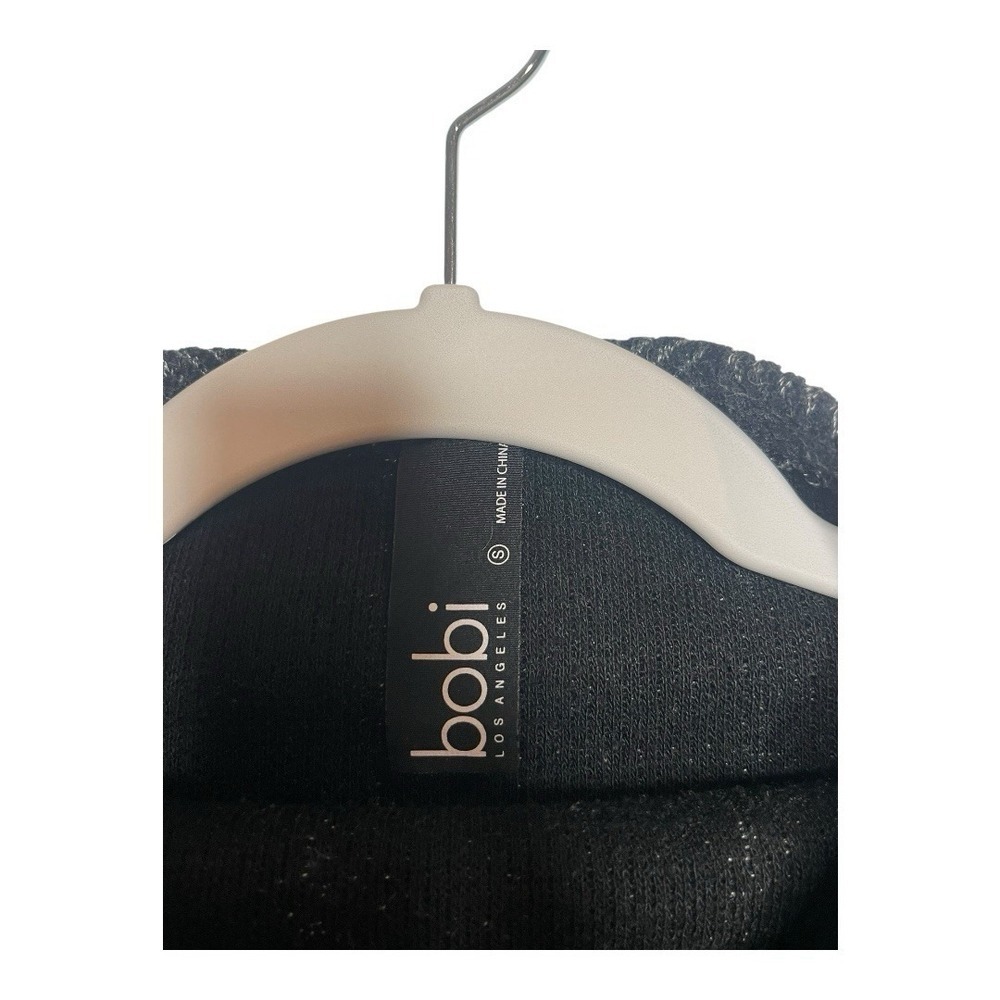 Bobi Los Angeles Black and Gray Herringbone Long Sleeve Sweater Size Small - Picture 5 of 5
